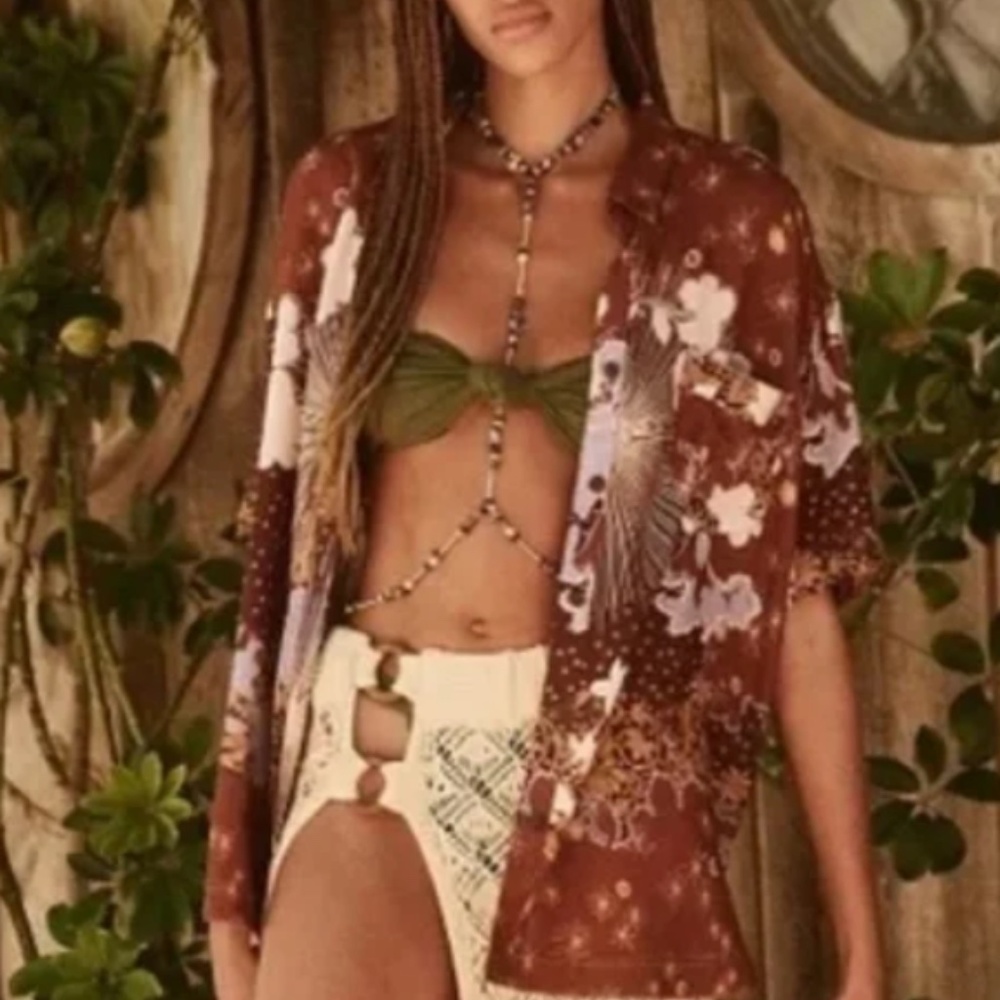 Free people Share Good Vibes Button Down